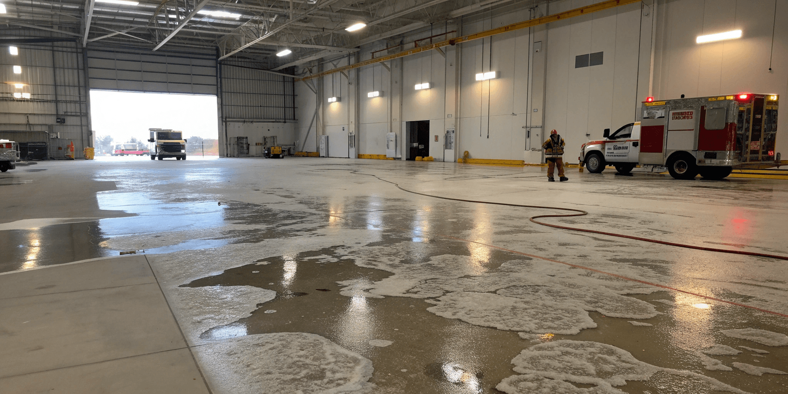 Industrial warehouse floor with severely damaged old epoxy before removal
