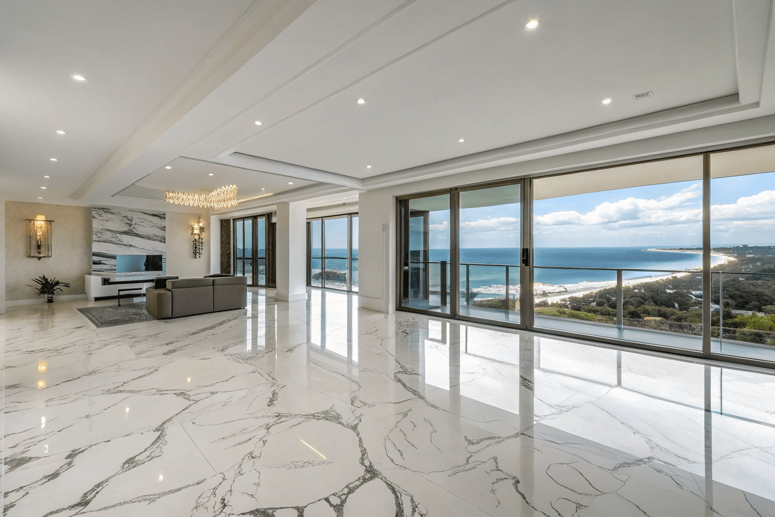 Marble-effect epoxy flooring in an investment property