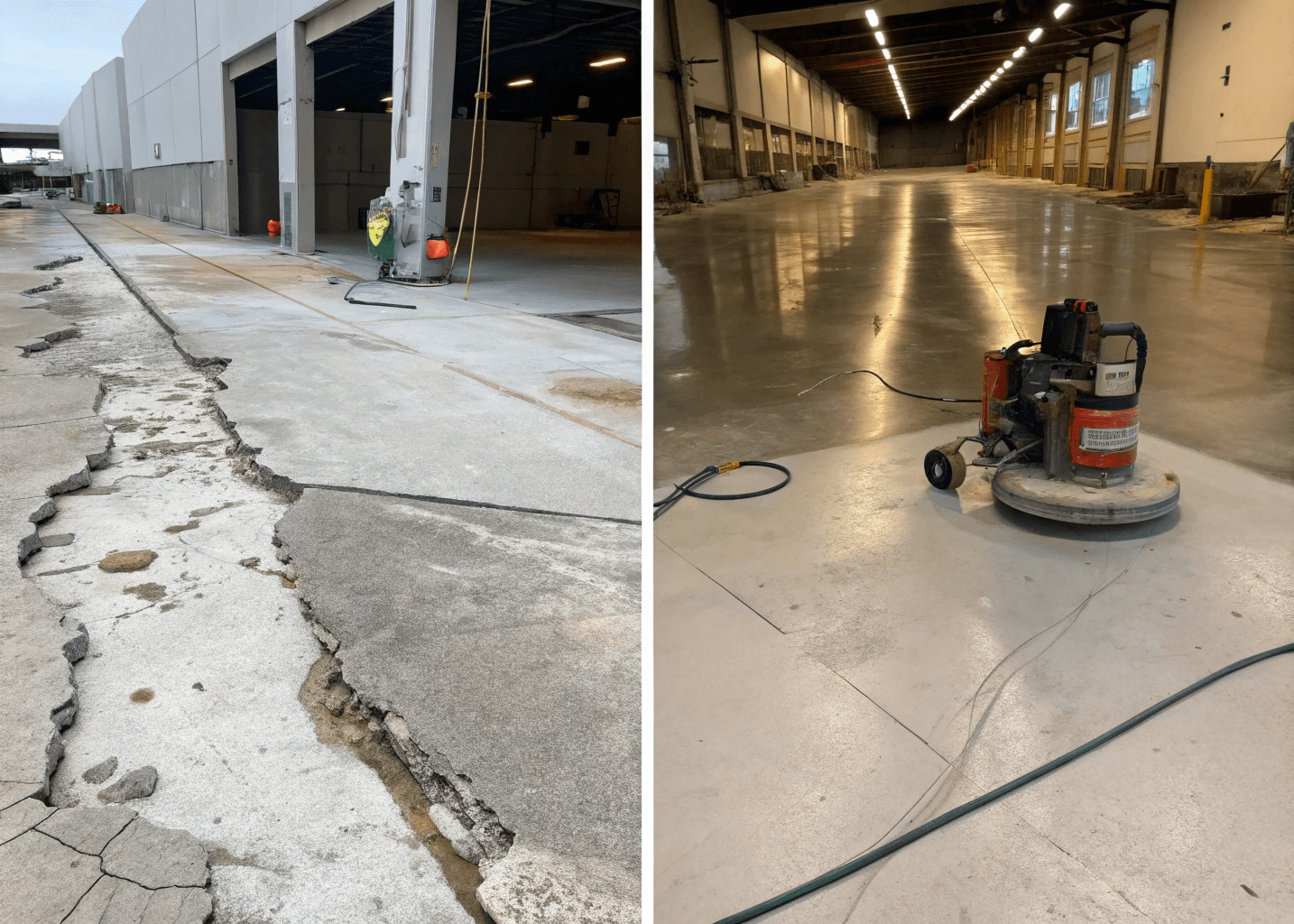 Split-screen comparison of amateur DIY epoxy repair versus professional work