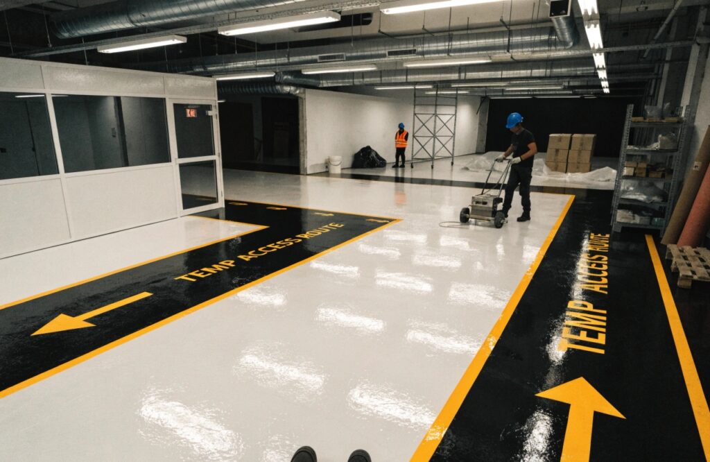 commercial epoxy floor installation minimising business disruption Nambour