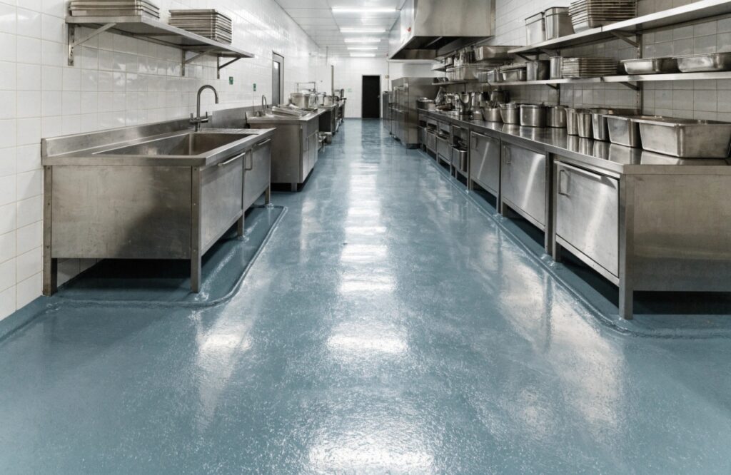 Food-safe epoxy flooring in a commercial kitchen Nambour